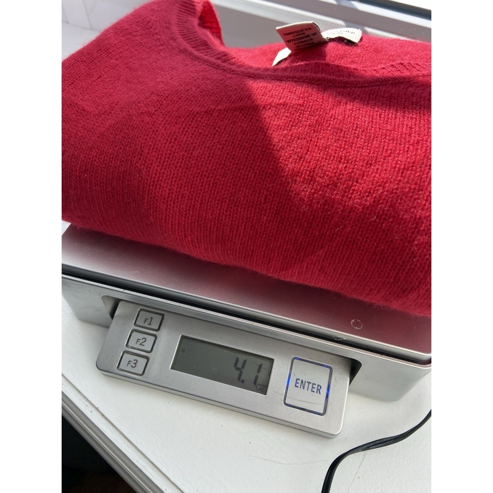 Red Cashmere Crewneck Sweater Womens Size S Quiet Luxury Valentines Holiday Cozy - Picture 8 of 8